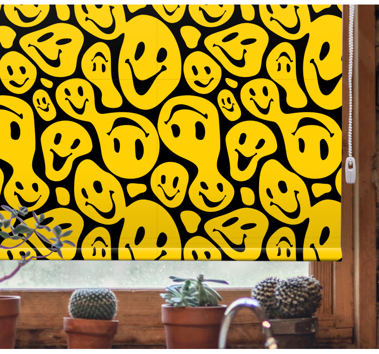 Yellow smiley faces original roller blind - TenStickers