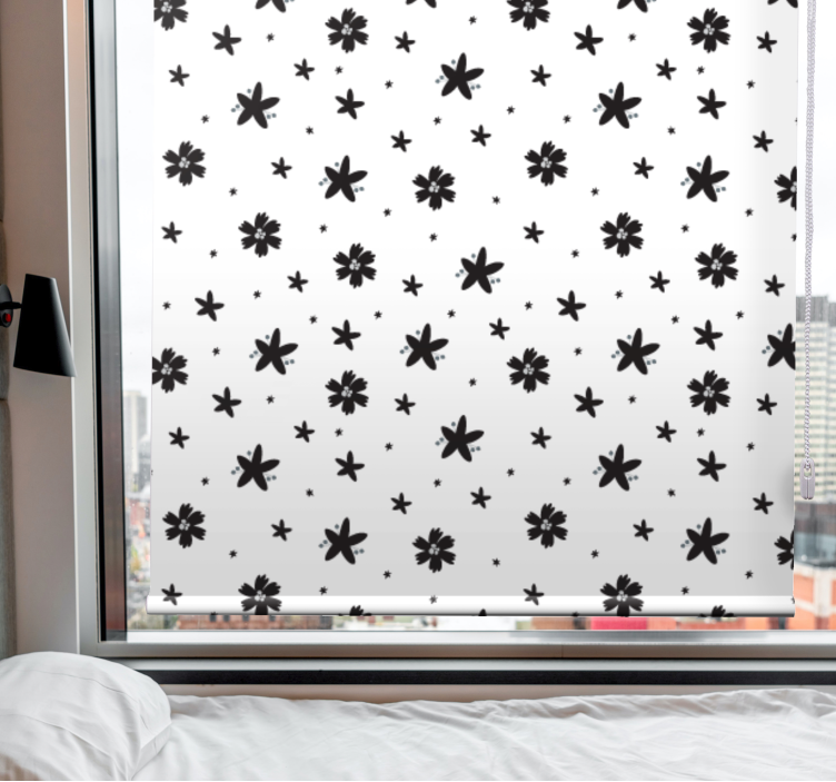 Black and White Design floral roller blind - TenStickers