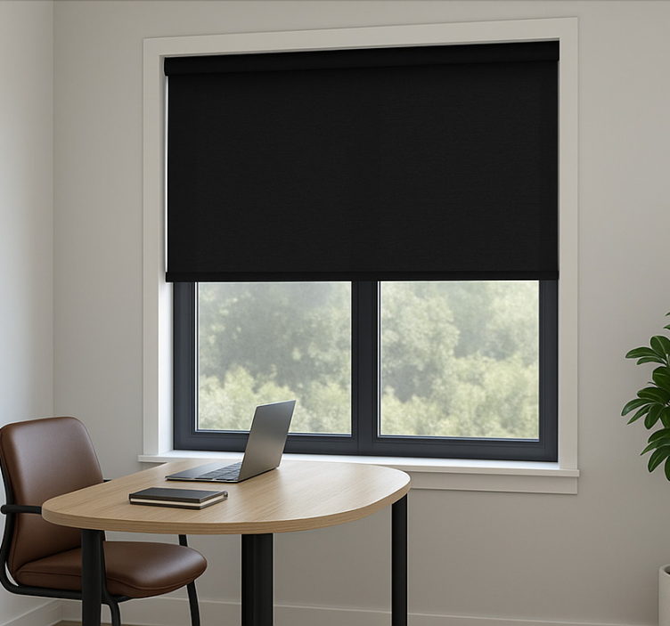 Blind office classic black roller blind - TenStickers