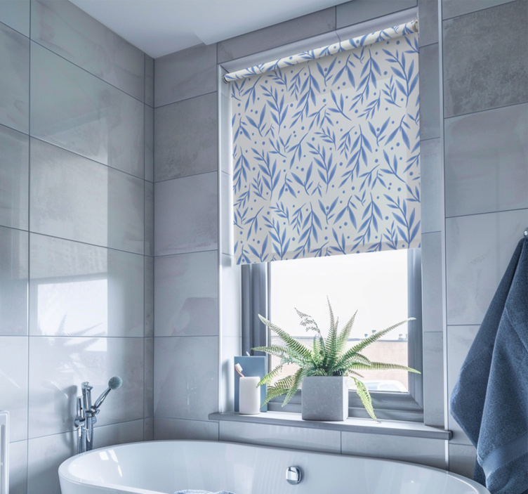 Blue and white pattern bathroom blind - TenStickers
