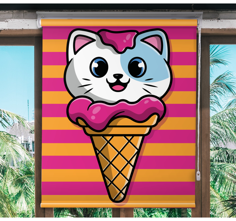 Cute cat in ice-cream Childrens blind - TenStickers