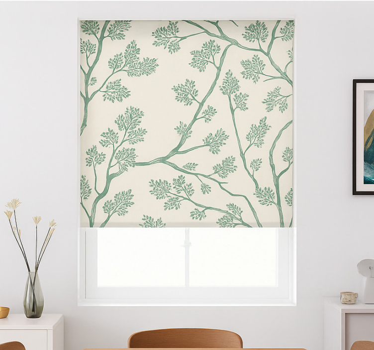 Dining room blind green blooming spring tree - TenStickers