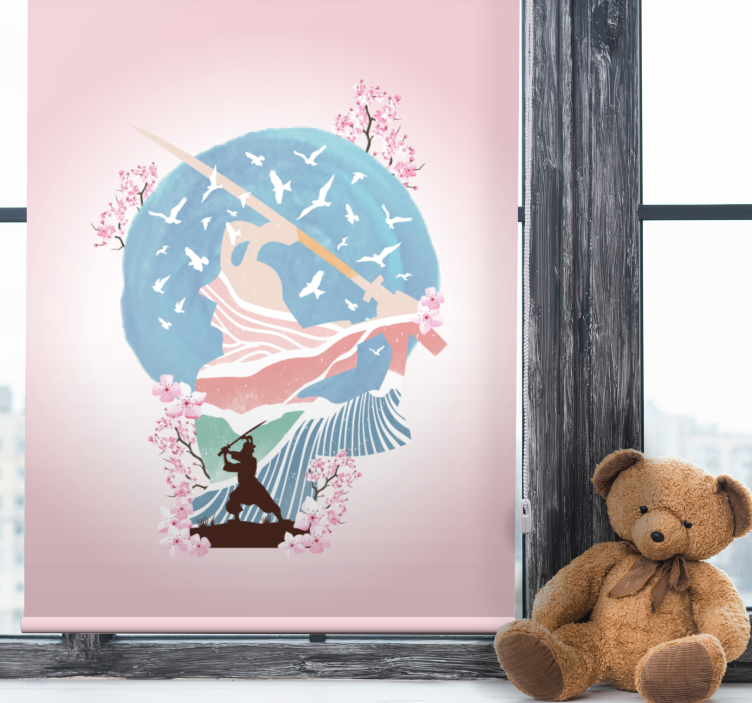 Elegant Samurai Silhouette art deco blind - TenStickers
