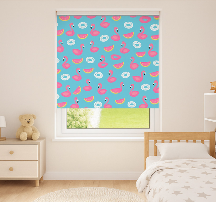 Blue flamingo print blind children - TenStickers