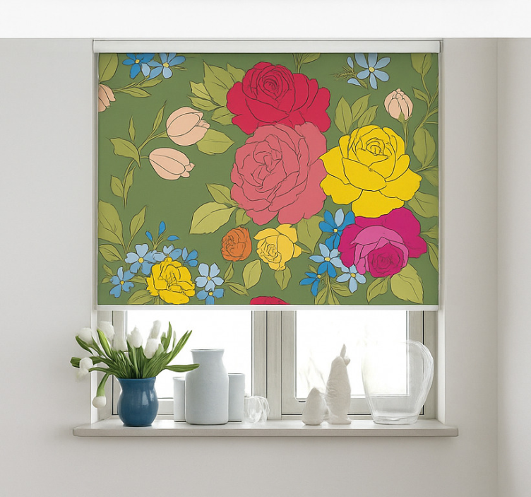 Floral rose pattern blind kitchen - TenStickers