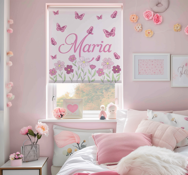 Flowers and butterflies Custom printed window shade - TenStickers