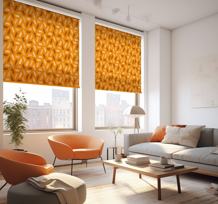 geometric orange tones Living room blind - TenStickers