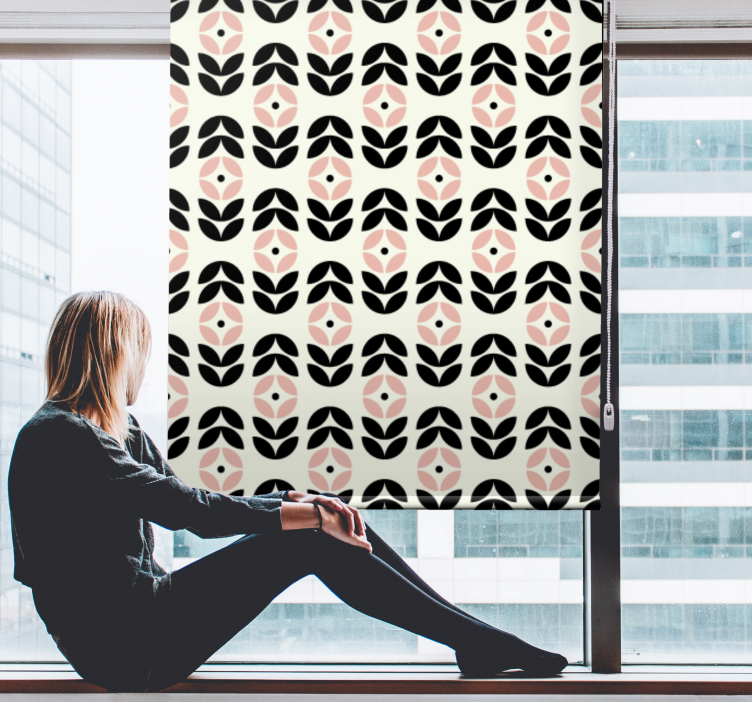 Geometric repetition beige floral roller blind - TenStickers