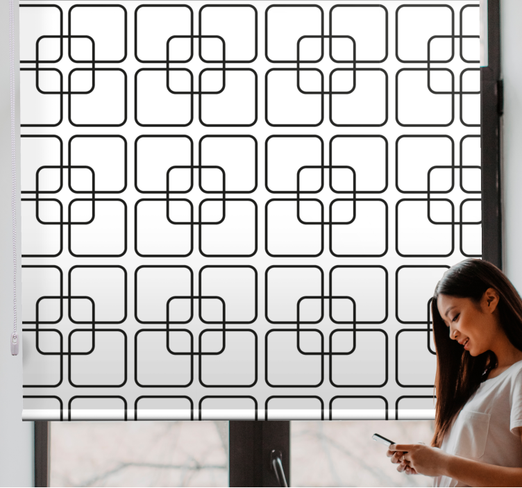 Black and white geometric squares modern blind - TenStickers