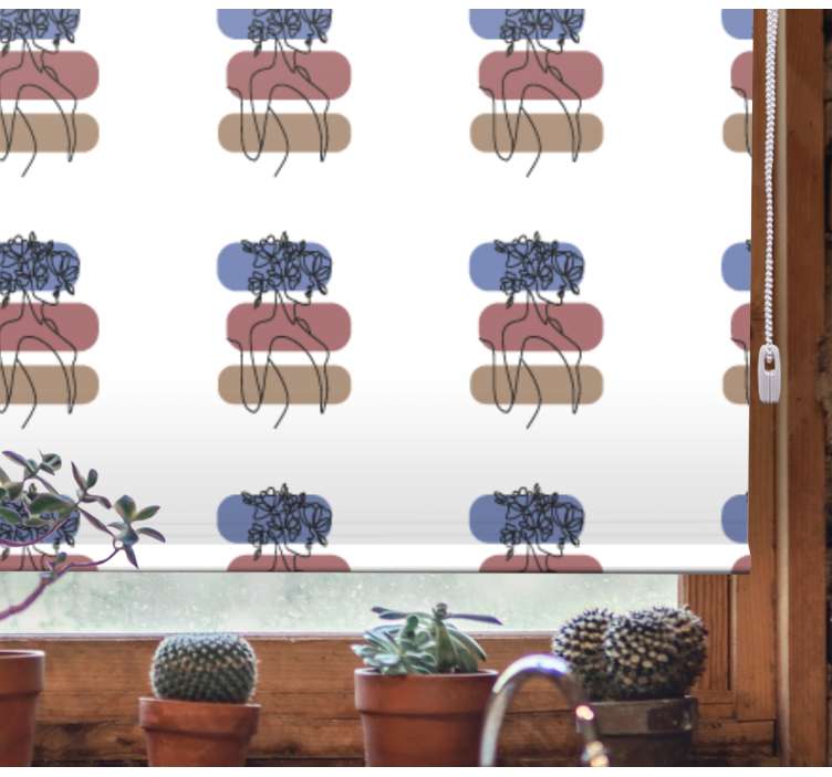 Geometric woman design floral roller blind - TenStickers