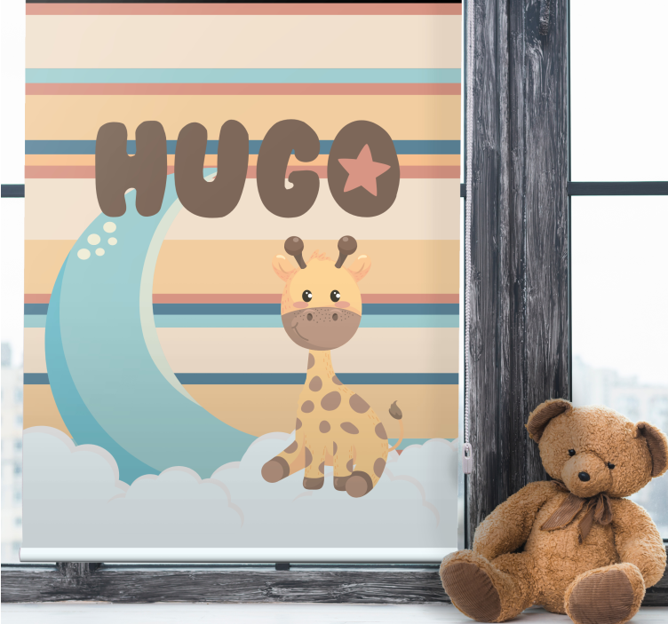 Giraffe with Clouds nursery roller blind - TenStickers