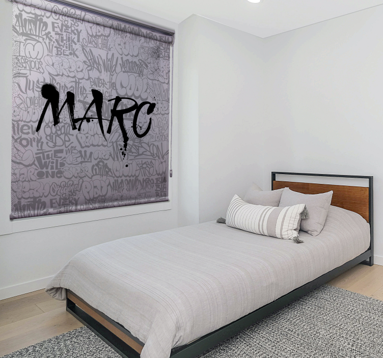 Graffiti black and white with name window shade - TenStickers