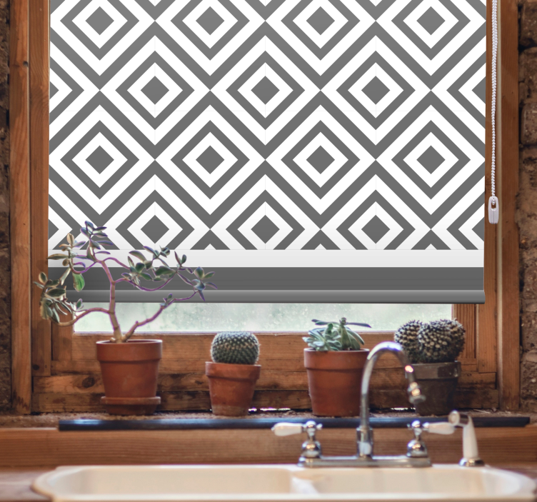 Grey and white geometric pattern Nordic blind - TenStickers