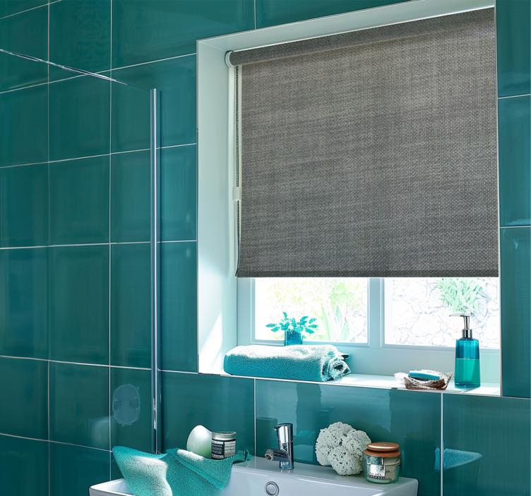 Grey linen imitation bathroom blind - TenStickers