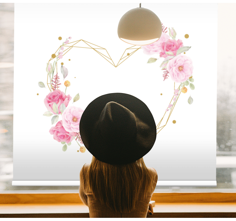 Heart arrangement floral roller blind - TenStickers