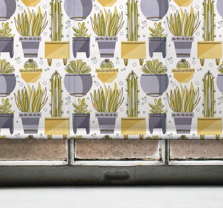 In pots cactus window blind - TenStickers