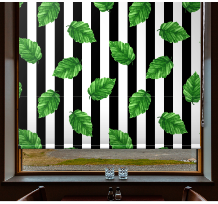 Leafy Striped Pattern blind flowers and plants - TenStickers