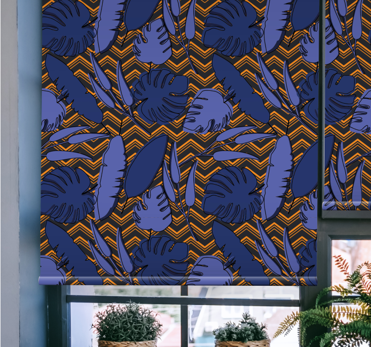 Blue tropical pattern blind flowers and plants - TenStickers