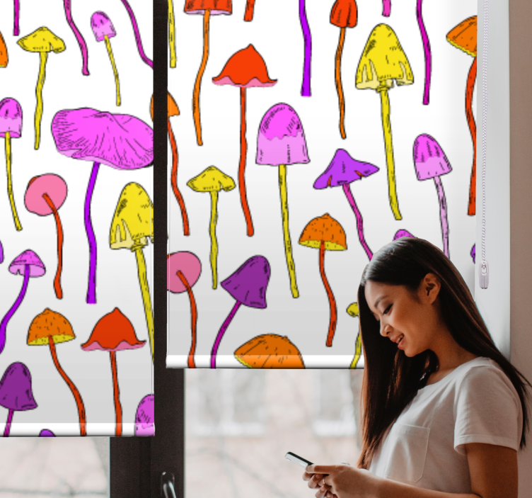 Lively mushroom theme blind flowers and plants - TenStickers