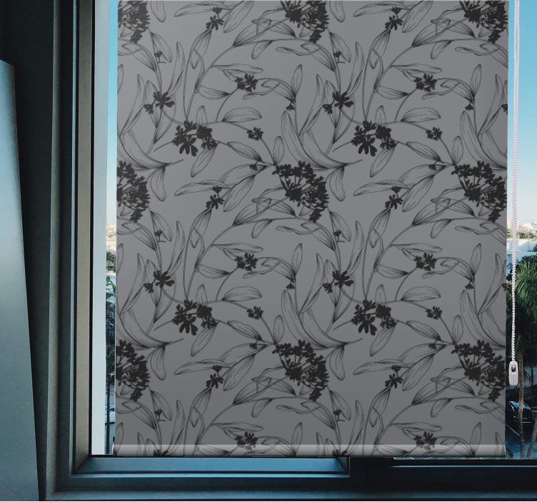 Monochrome Floral Design blind flowers and plants - TenStickers
