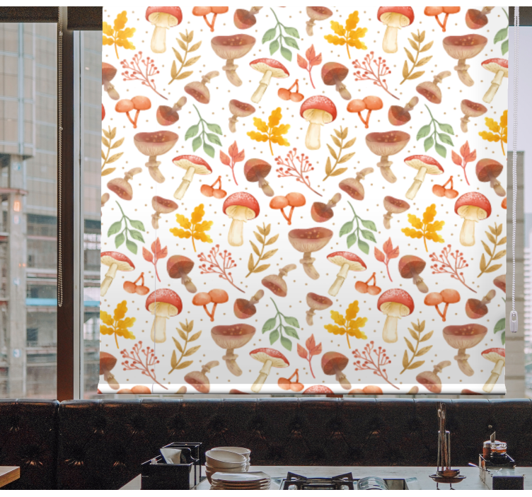 Mushroom and Leaf Pattern blind flowers and plants - TenStickers