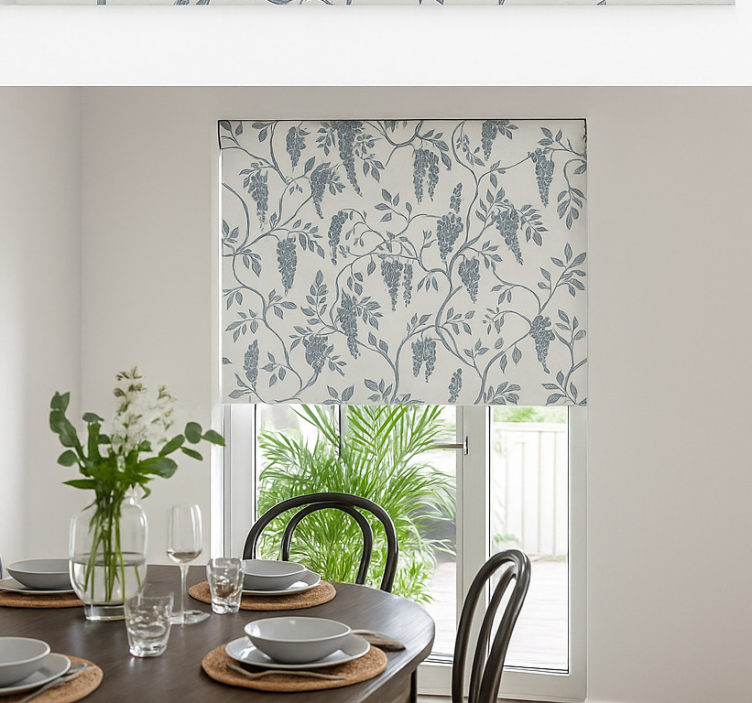 Navy off-white grapevine dining room blind - TenStickers