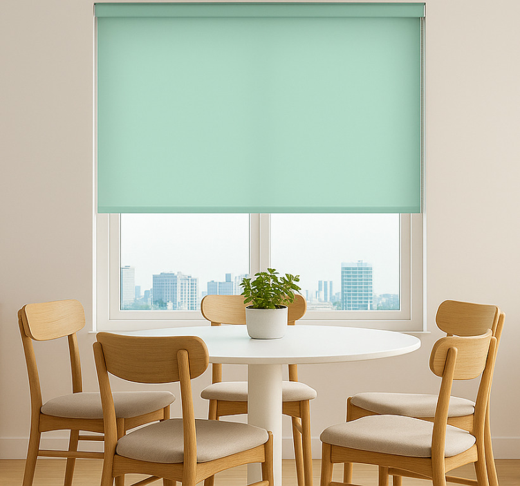 Pale teal monocolour  dining room blind - TenStickers