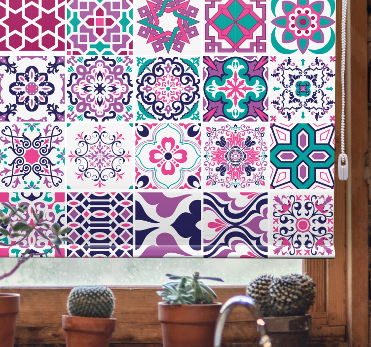 Pattern roller blind geometric tile design - TenStickers