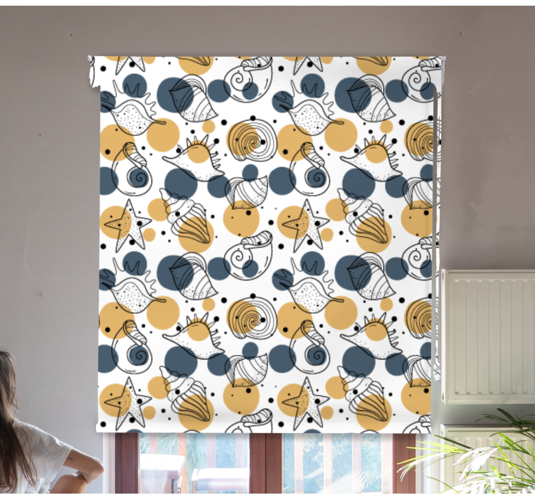 Pattern with shells Living room blind - TenStickers
