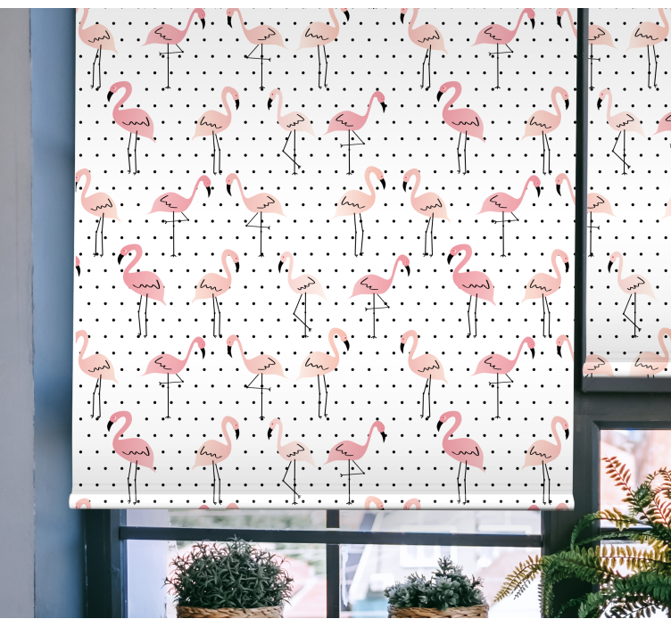 Pink flamingo and black little dots blind - TenStickers
