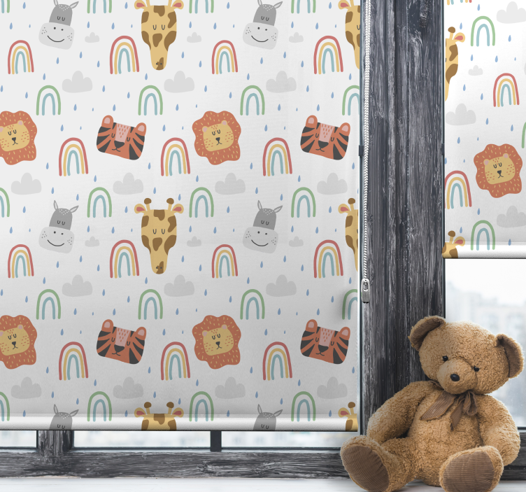 Wild animals with rainbows scandinavian blind - TenStickers
