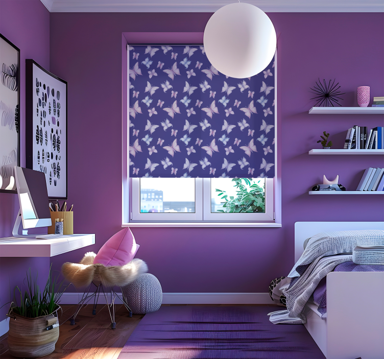 Purple background Butterflies blind - TenStickers
