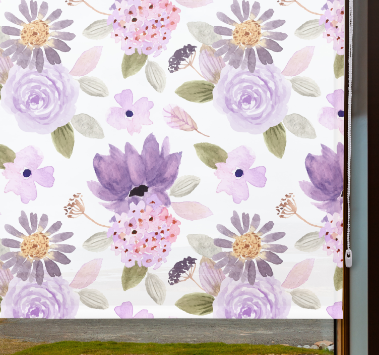 Purple Blooms Pattern floral roller blind - TenStickers