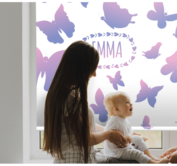 Purple butterflies with name Blind painting - TenStickers