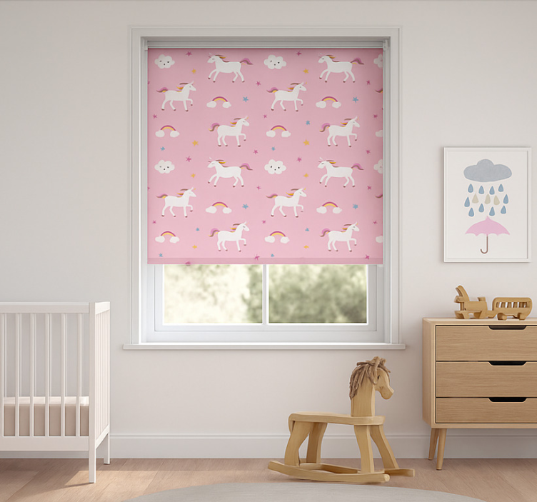 Scandinavian blind pink dancing unicorns - TenStickers