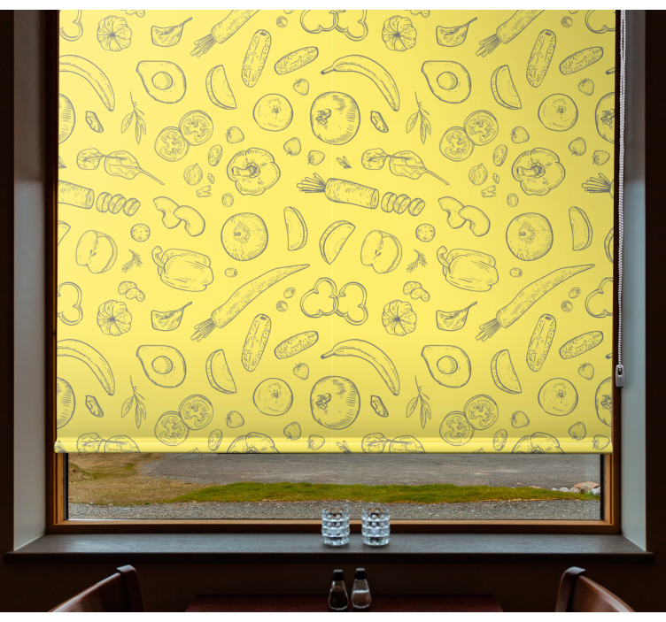 Sketchy fruit pattern blind kitchen - TenStickers