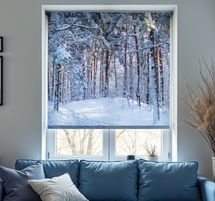 Snowy Pine Forest tree blind - TenStickers