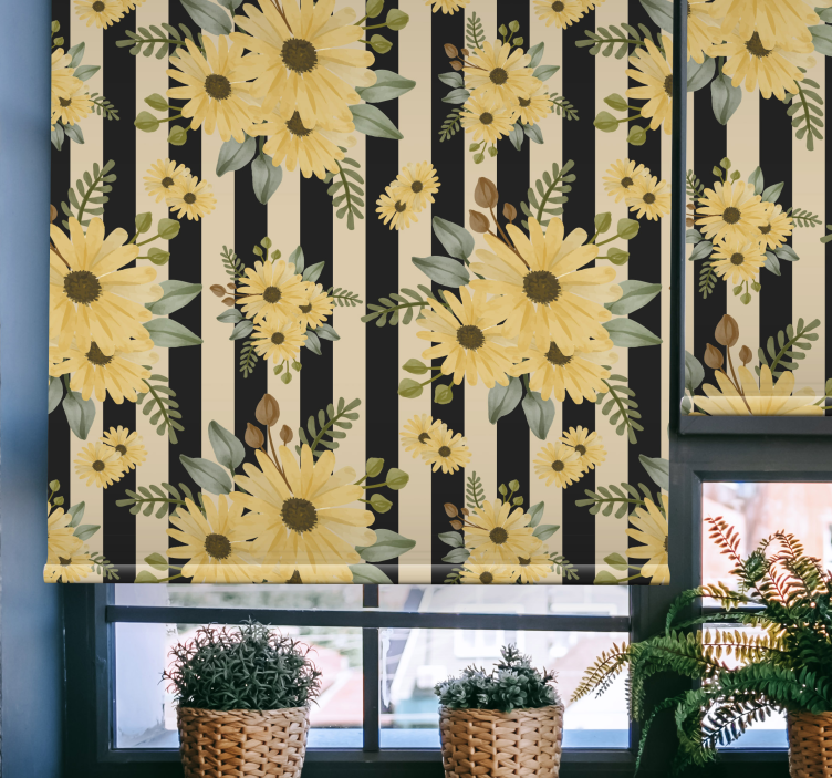 Sunflower Floral Motif blind flowers and plants - TenStickers