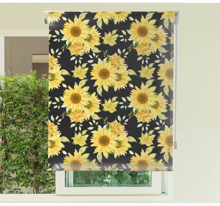 Sunflower Floral Pattern blind flowers and plants - TenStickers
