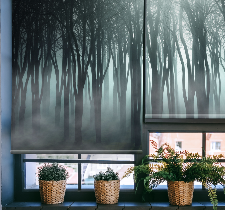 Tall trees and fog Living room blind - TenStickers