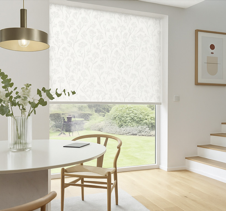 Thin grey flower art  dining room blind - TenStickers