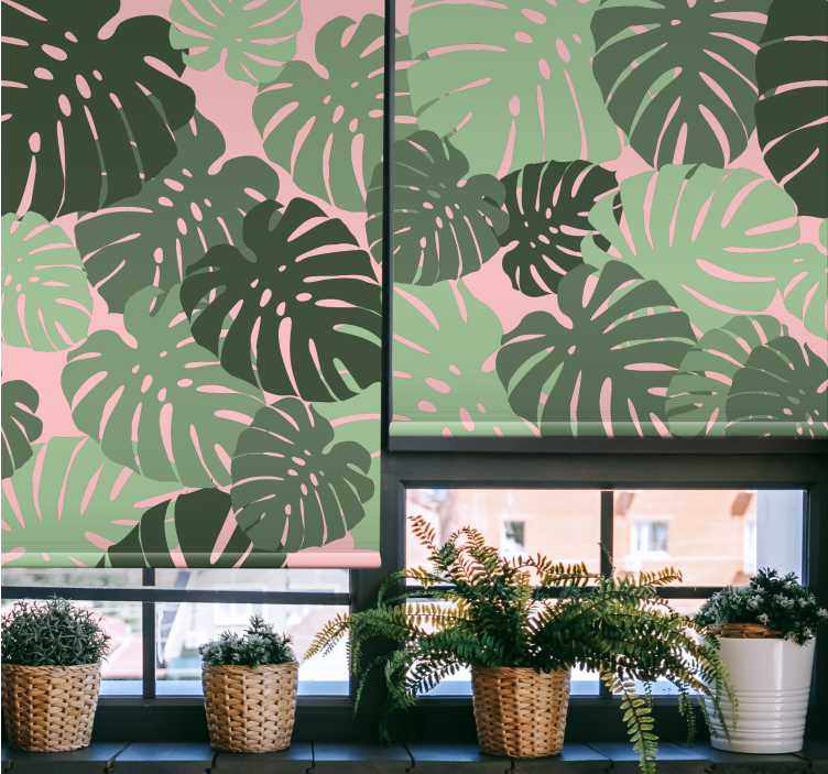 Tropical Monstera Pattern blind flowers and plants - TenStickers