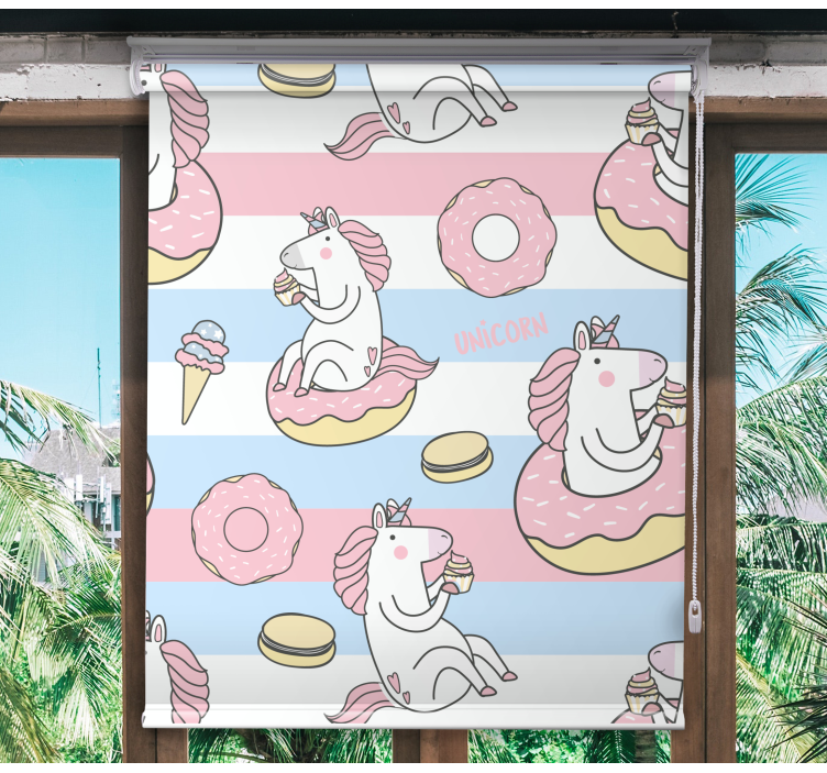 Unicorns and doughnuts  Childrens blind - TenStickers