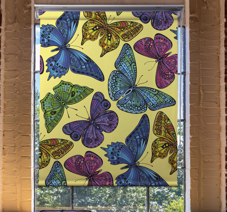 Yellow Background butterflies blind - TenStickers