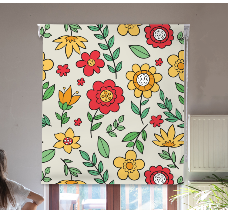 Vivid colourful pattern floral roller blind - TenStickers