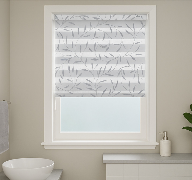 White and grey plants bathroom blind - TenStickers