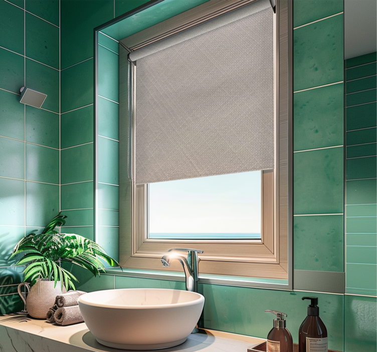 White linen imitation bathroom blind - TenStickers