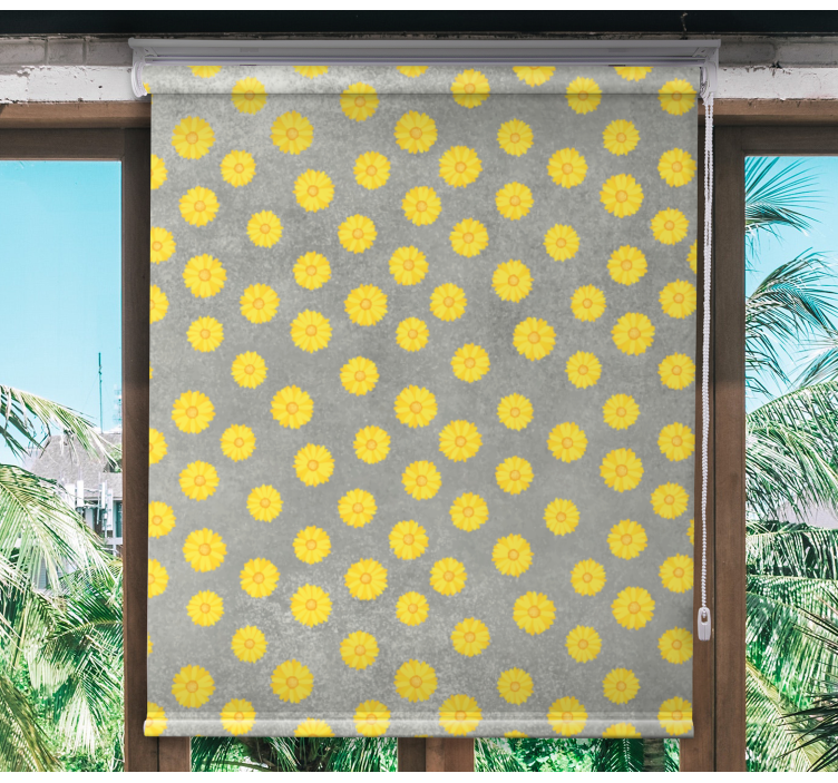 Gray and Yellow Pattern blind flowers and plants - TenStickers