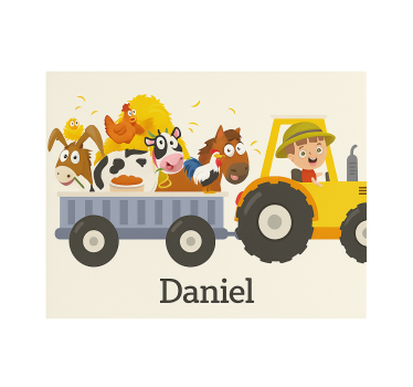 Farm tractor with name customised roller blind - TenStickers