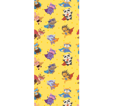 Blind children superhero pets pattern over yellow - TenStickers